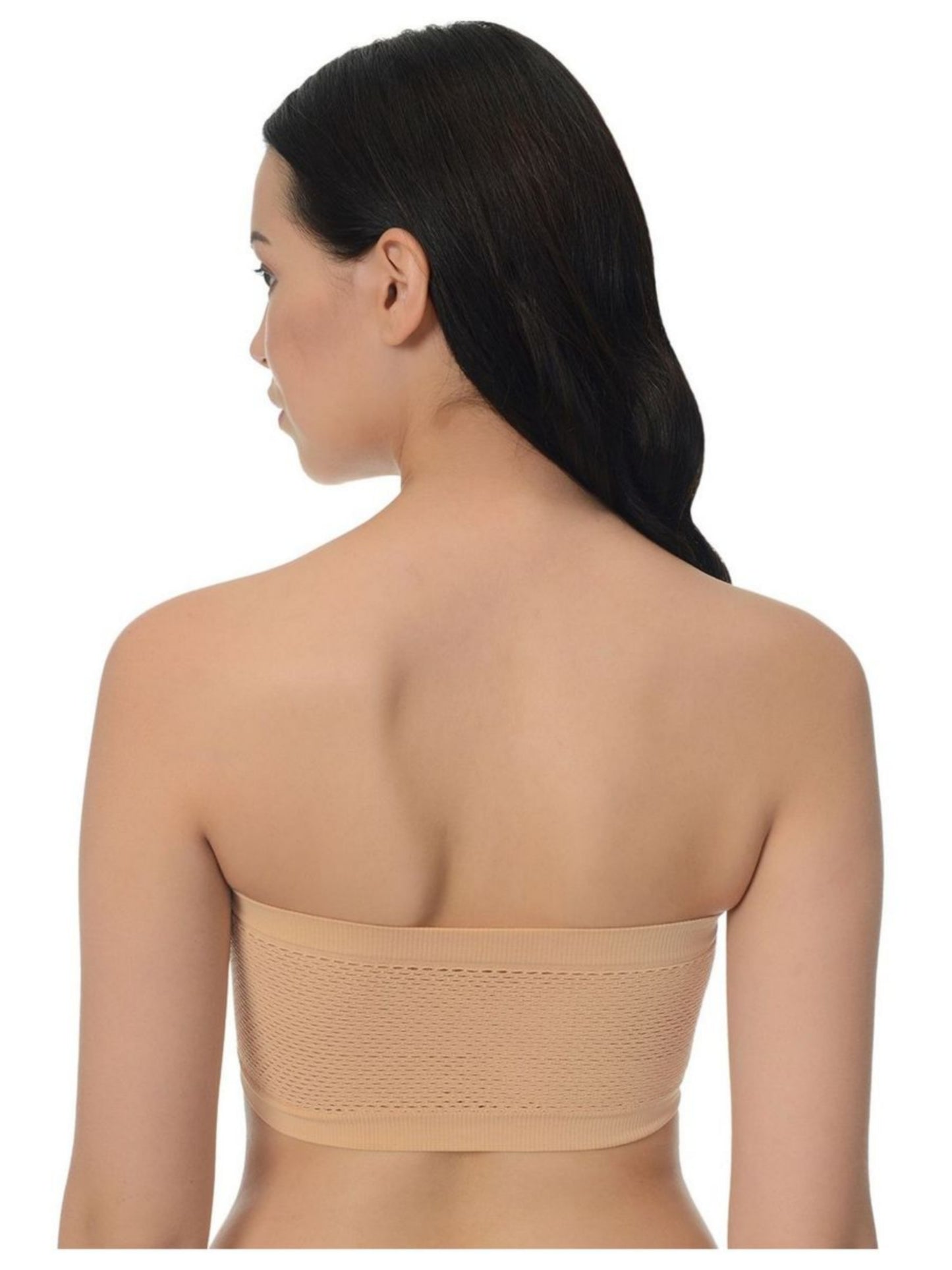 Women Solid Wirefree Beige Tube Padded Seamless Bra