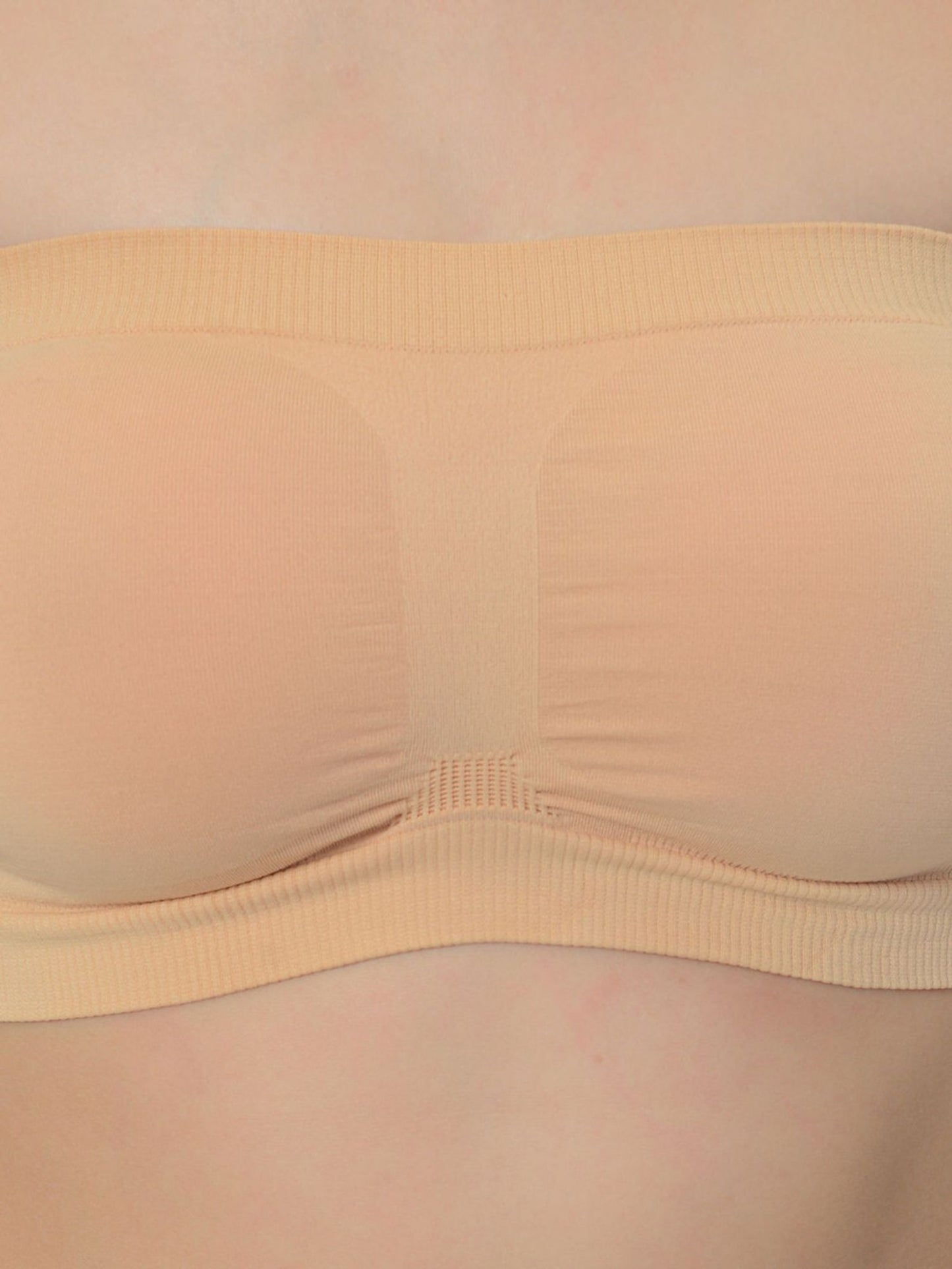 Women Solid Wirefree Beige Tube Padded Seamless Bra