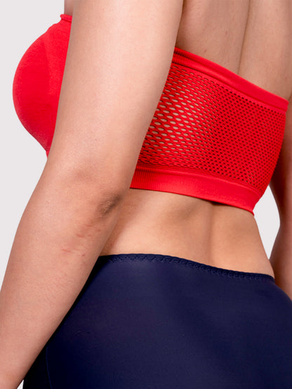 Women Solid Wirefree Red Tube Padded Seamless Bra