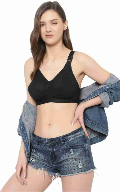 Bindeshwari Non-Padded Wired 3/4th Coverage Black T-Shirt Bra