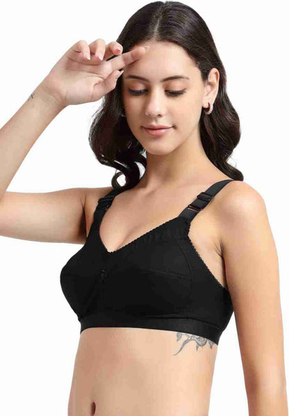 Bindeshwari Non-Padded Wired 3/4th Coverage Black T-Shirt Bra