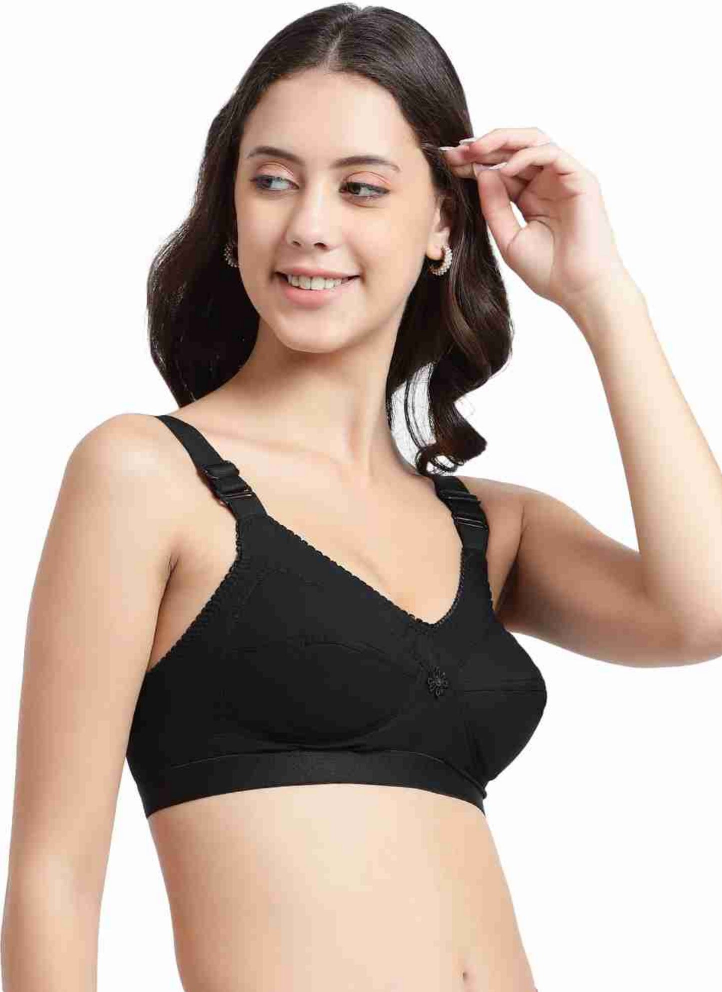 Bindeshwari Non-Padded Wired 3/4th Coverage Black T-Shirt Bra