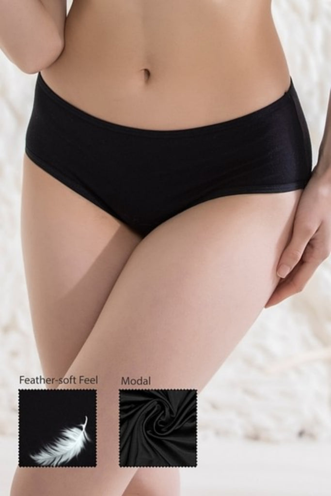 Women High Coverage Black Cotton Mid Waist Hipster Panty