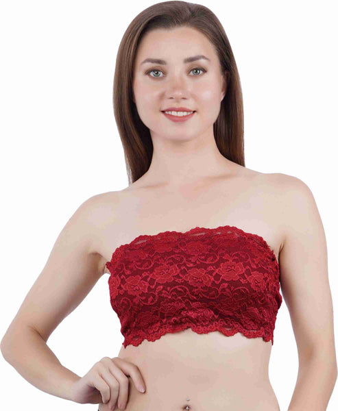 Women Solid Wirefree Tube Padded Seamless Bra