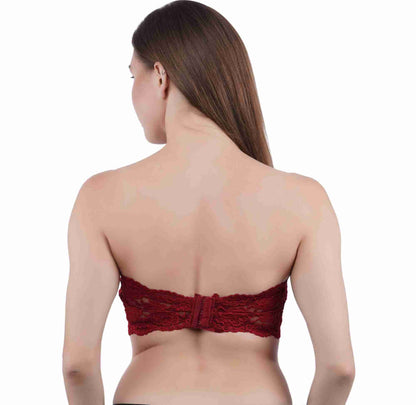 Women Solid Wirefree Tube Padded Seamless Bra