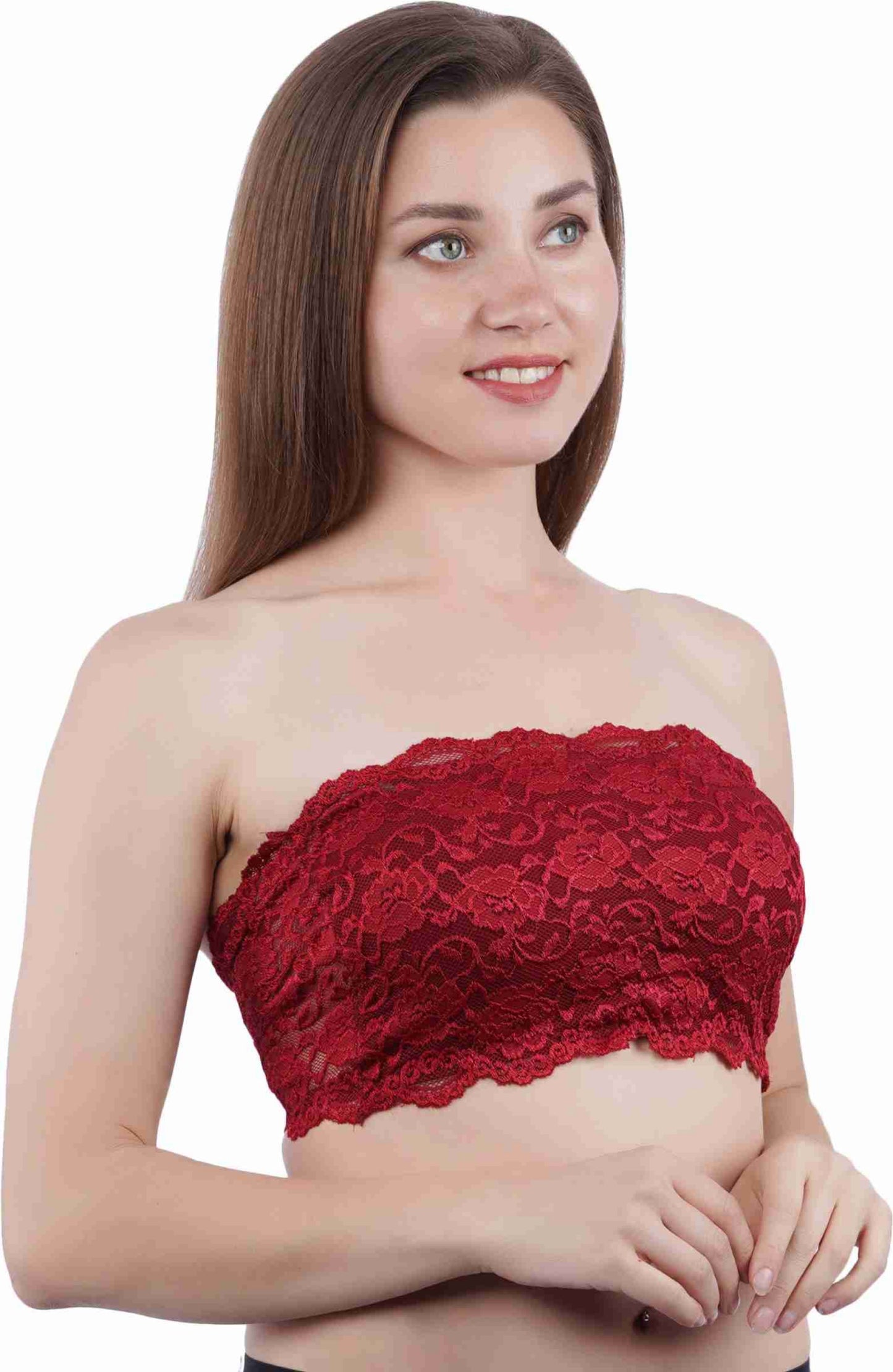 Women Solid Wirefree Tube Padded Seamless Bra