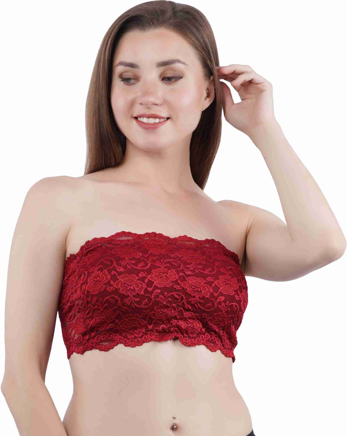 Women Solid Wirefree Tube Padded Seamless Bra