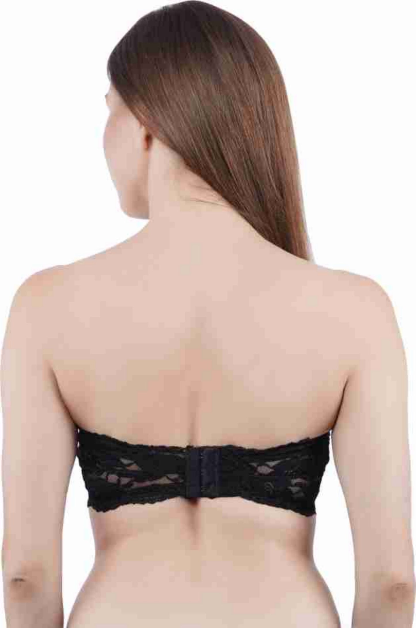 Women Solid Wirefree Black Tube Padded Seamless Bra