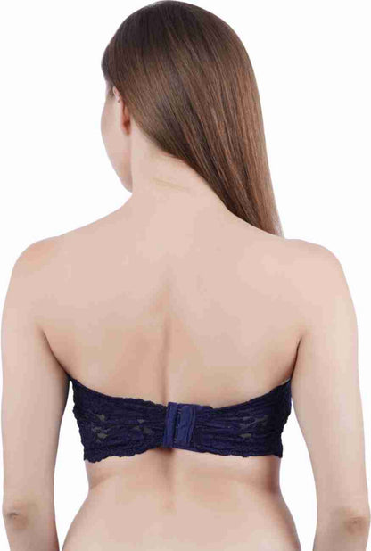 Women Solid Wire-free Dark Blue Tube Padded Seamless Bra