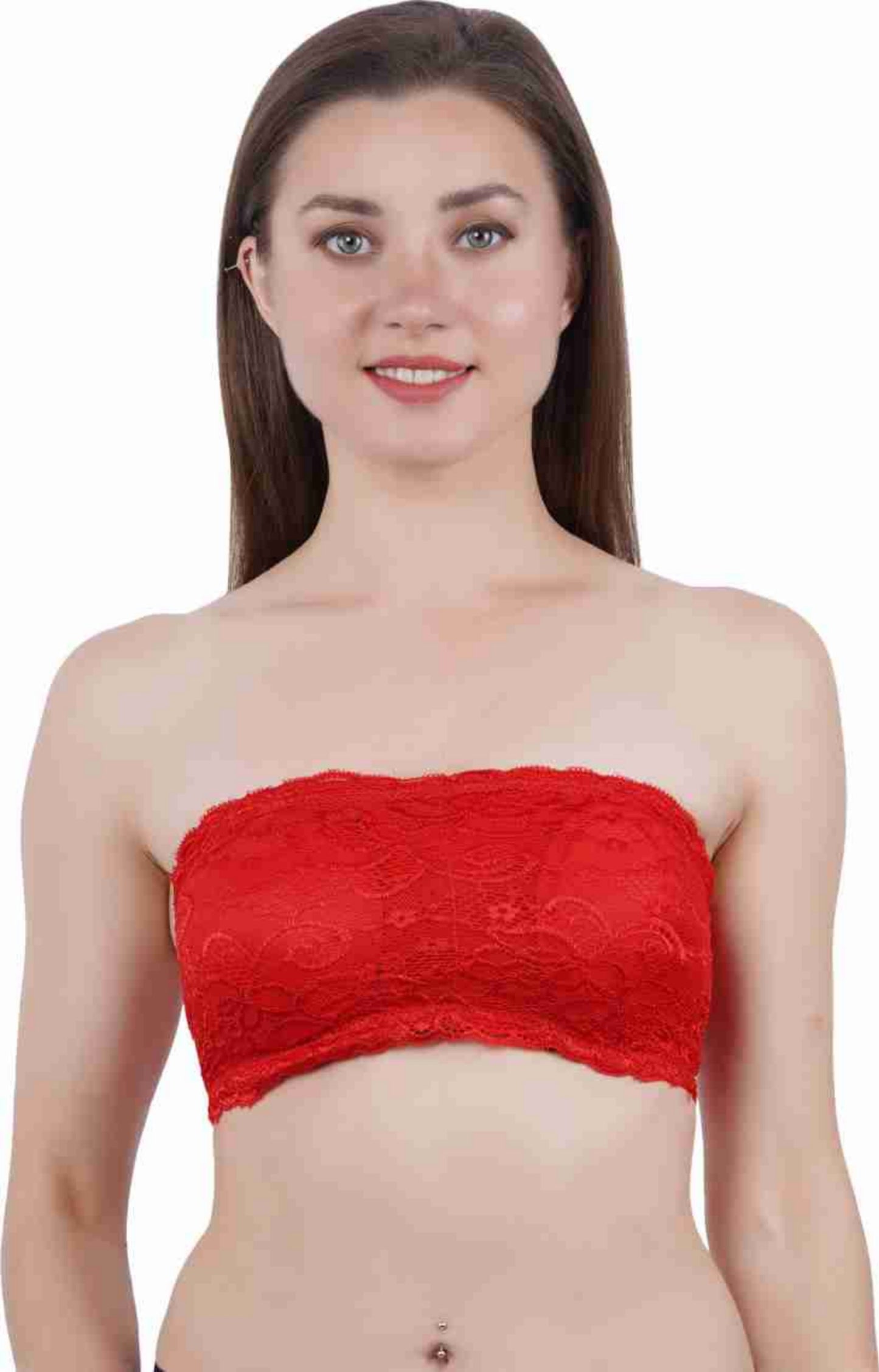 Women Solid Wirefree Tube Padded Seamless Bra