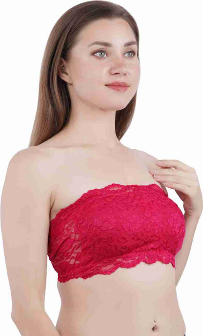 Women Solid Wire-free Pink Tube Padded Seamless Bra