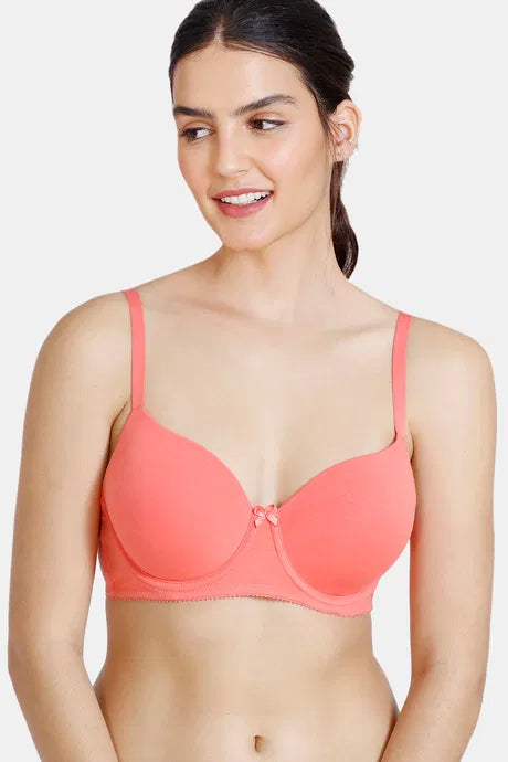 Bindeshwari Padded Wired 3/4th Coverage Orange T-Shirt Bra