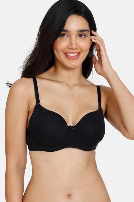 Bindeshwari Padded Wired 3/4th Coverage Black T-Shirt Bra