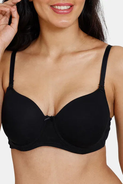 Bindeshwari Padded Wired 3/4th Coverage Black T-Shirt Bra