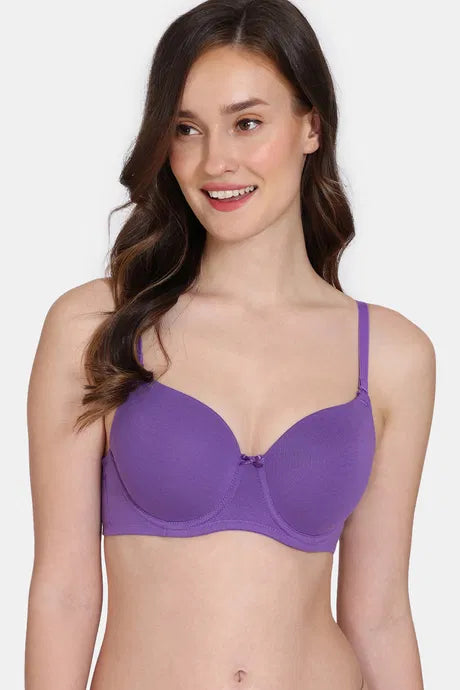 Bindeshwari Padded Wired 3/4th Coverage Purple T-Shirt Bra