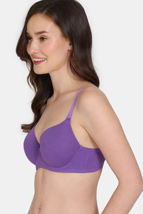 Bindeshwari Padded Wired 3/4th Coverage Purple T-Shirt Bra