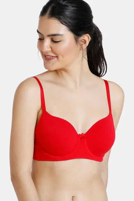 Bindeshwari Padded Wired 3/4th Coverage Red T-Shirt Bra