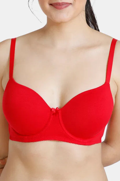 Bindeshwari Padded Wired 3/4th Coverage Red T-Shirt Bra