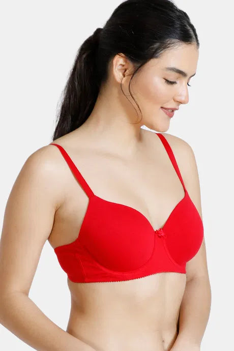 Bindeshwari Padded Wired 3/4th Coverage Red T-Shirt Bra