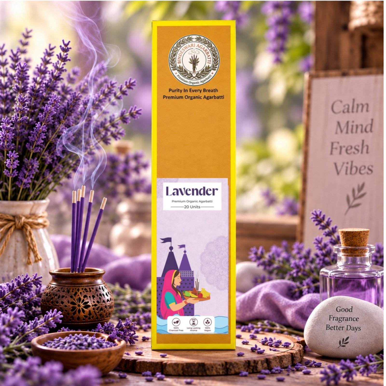 BINDESHWARI Lavender Agarbatti - Pack Of 5