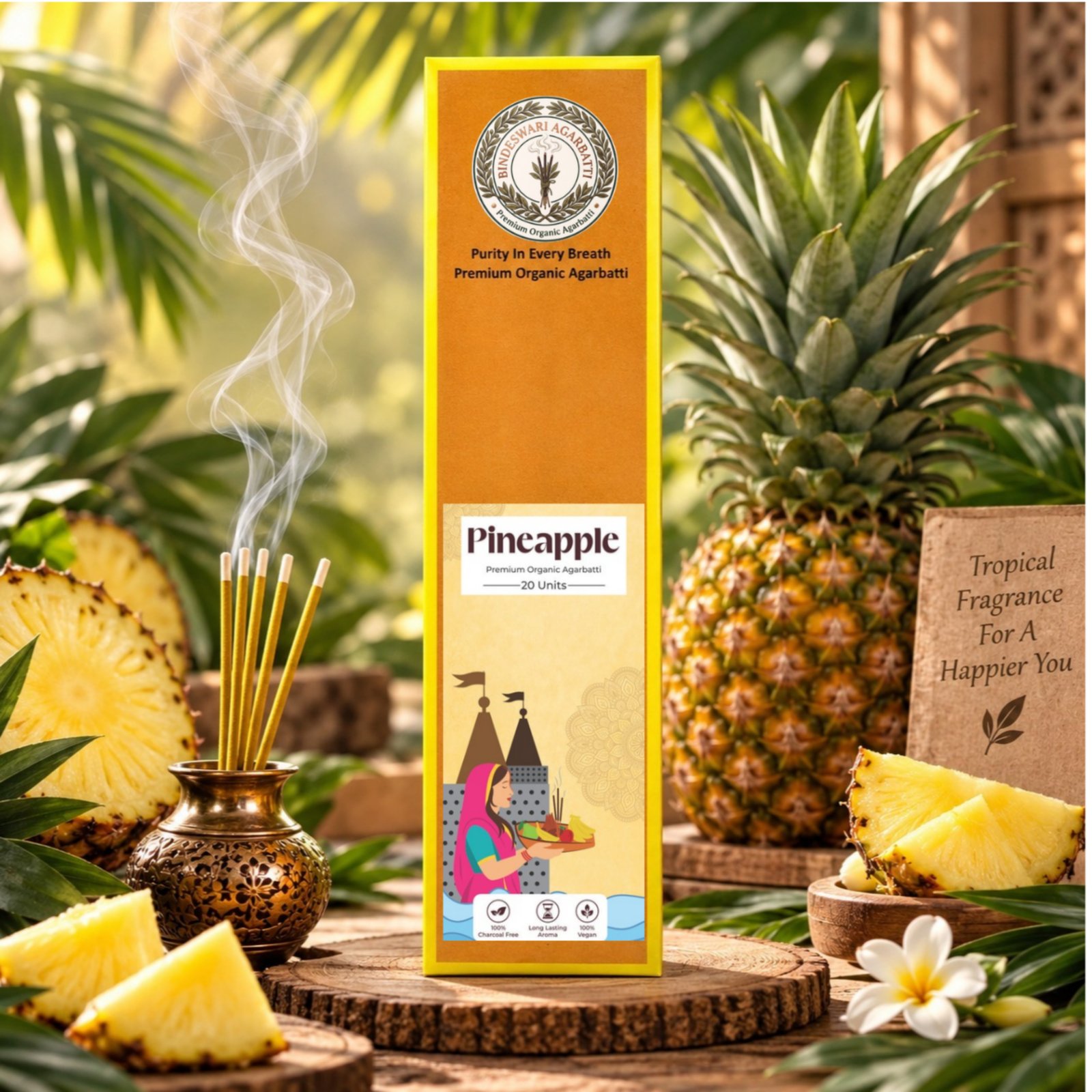 BINDESHWARI Pineapple Agarbatti - Pack Of 5